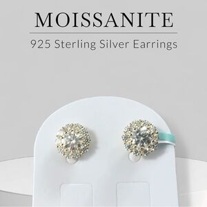 Moissanite Halo Stud Earrings 2.95 CTW | Gold-Plated 925 Sterling Silver | NWT